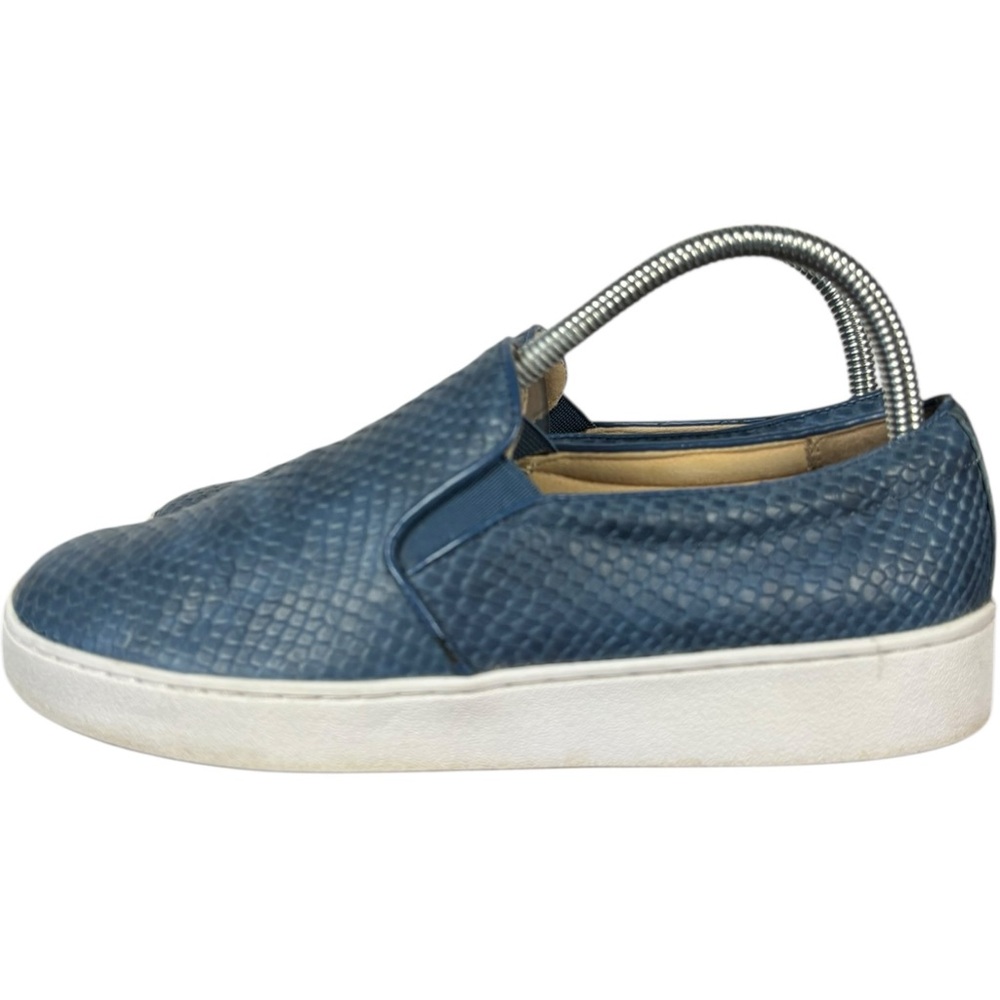 Vionic Midi Blue Leather Snake Print Slip On Sneakers 7.5